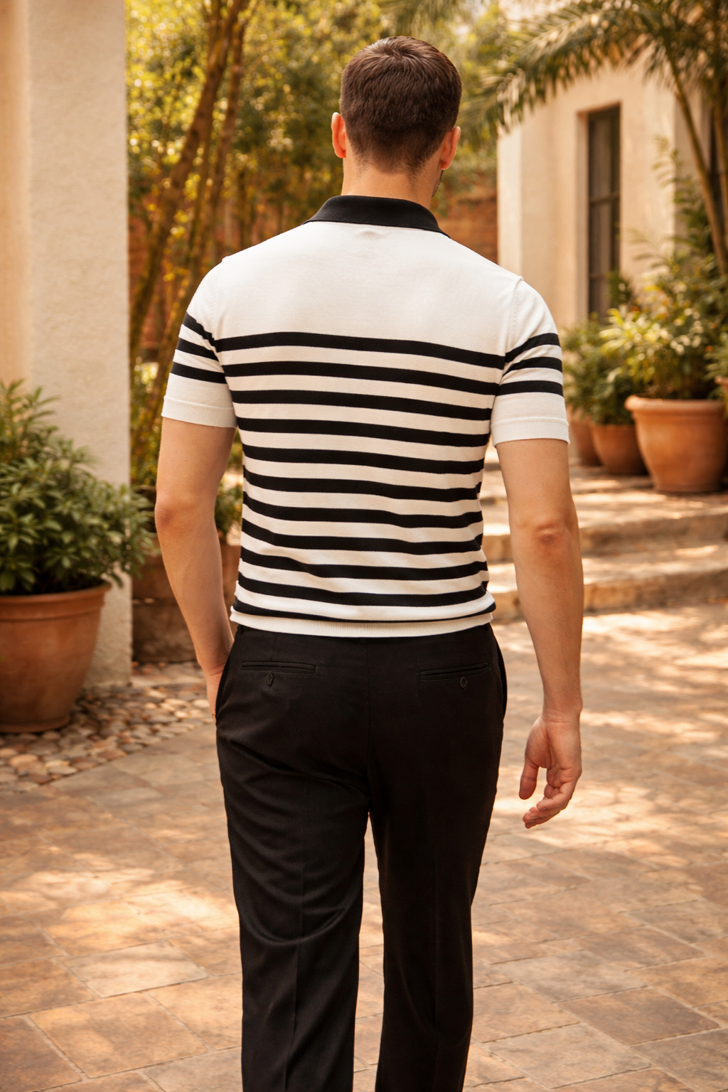 Men's Relaxed Striped Knit Polo