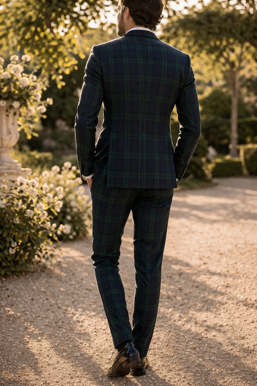 Men's Check Three-Piece Wedding Suit