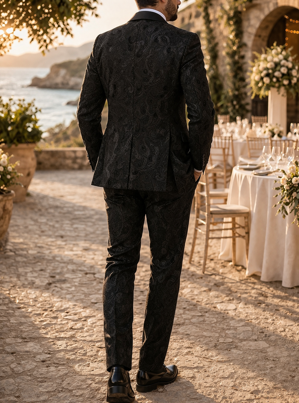 Men's Patterned Shawl Lapel Suit