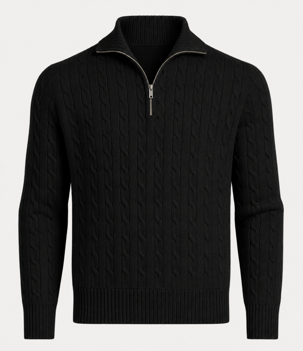 Men's Half-Zip Cable Knit Jumper