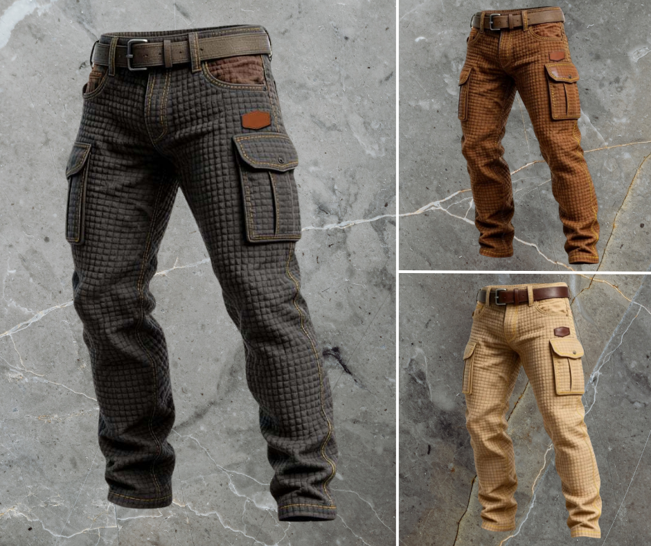 Men's Quilted Slim Cargo Trousers