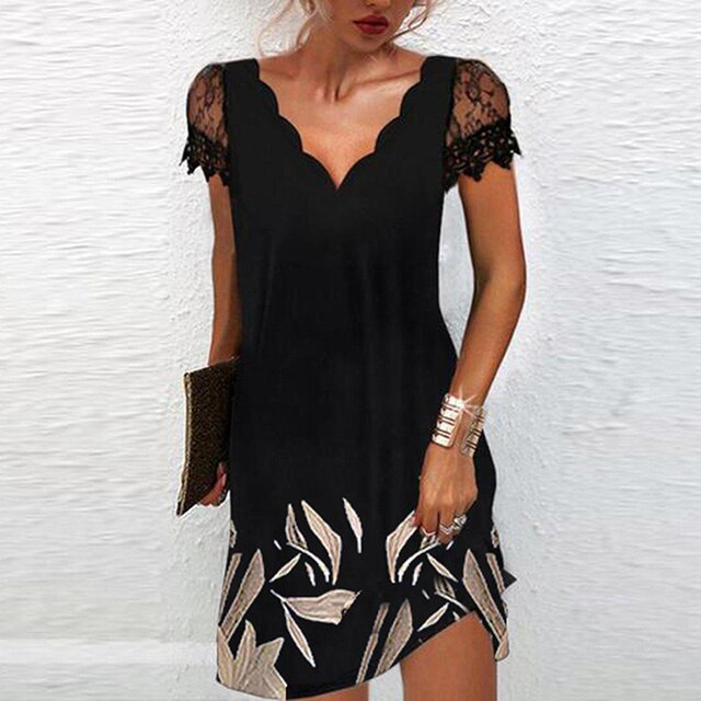 Women's Lace Sleeve Mini Dress