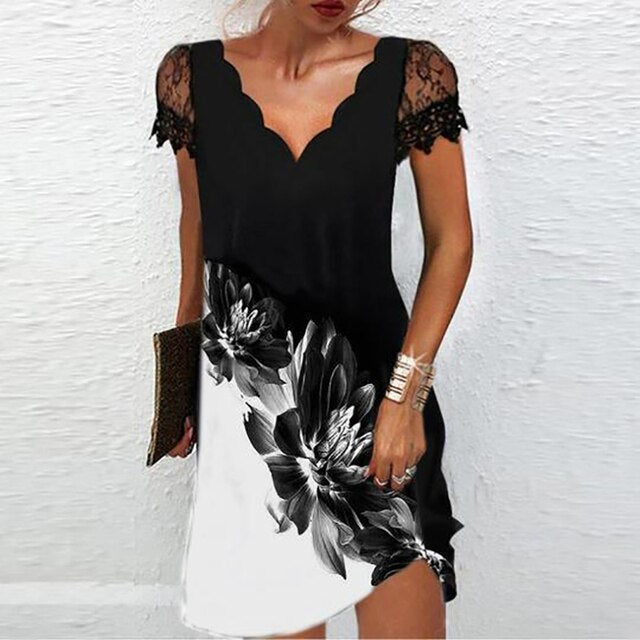 Women's Lace Sleeve Mini Dress