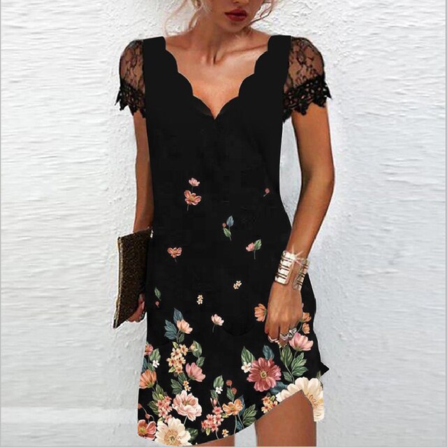 Women's Lace Sleeve Mini Dress