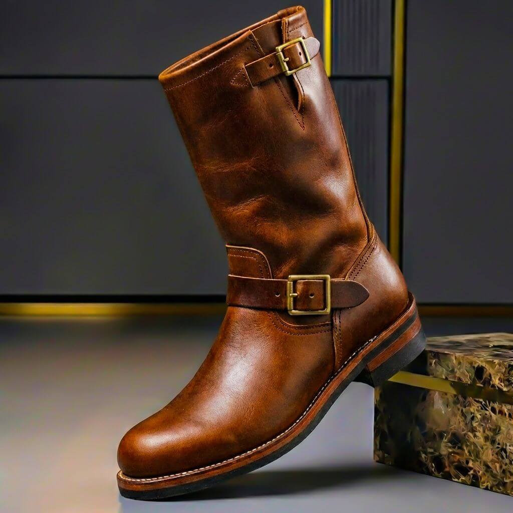 Men's Mid Calf Buckle Engineer Boots