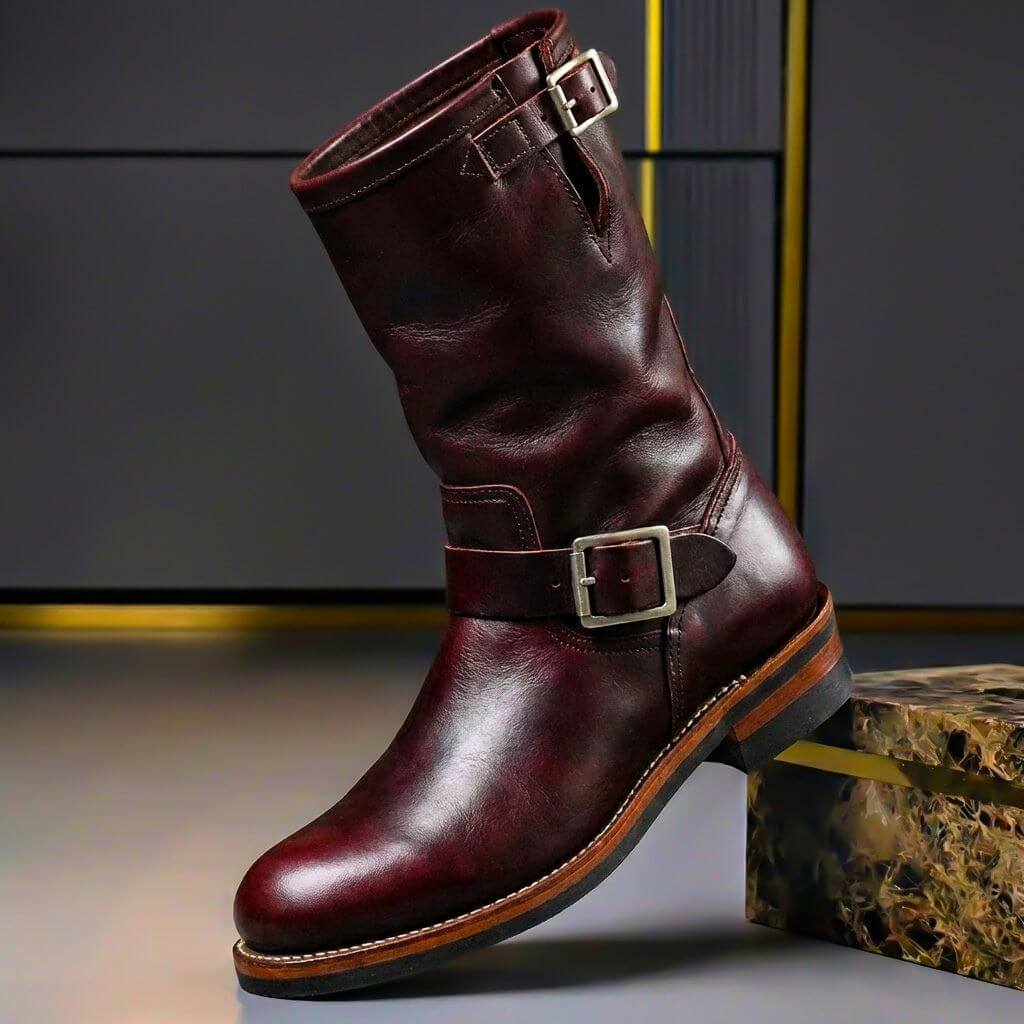 Men's Mid Calf Buckle Engineer Boots