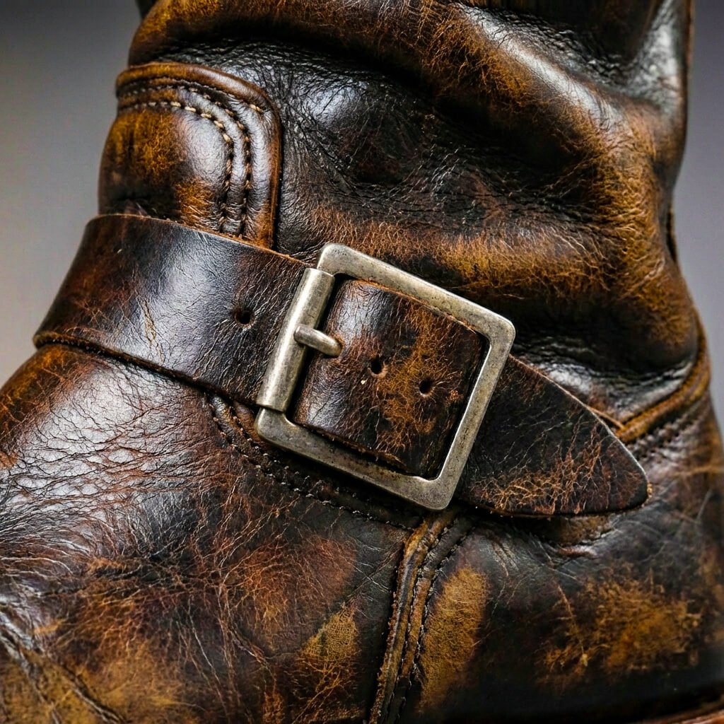 Men's Mid Calf Buckle Engineer Boots