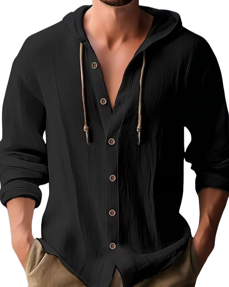 Men's Relaxed Hooded Button Shirt