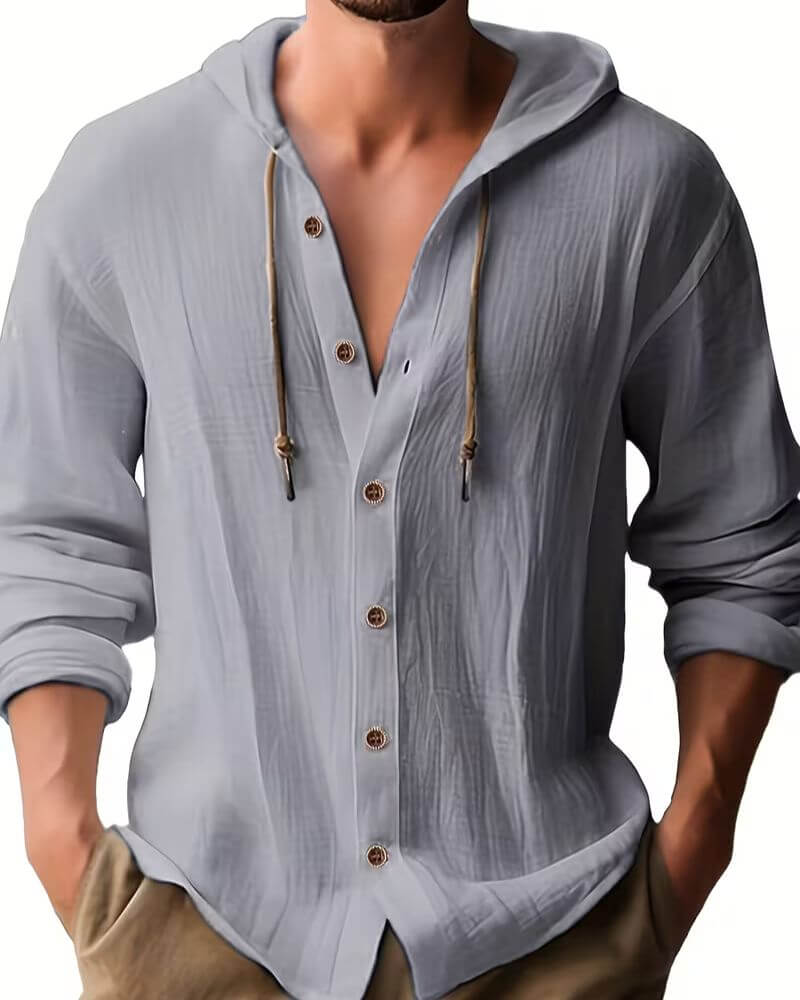 Men's Relaxed Hooded Button Shirt