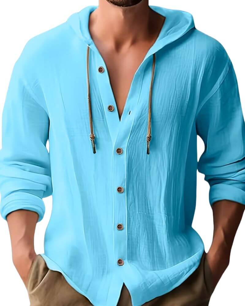 Men's Relaxed Hooded Button Shirt