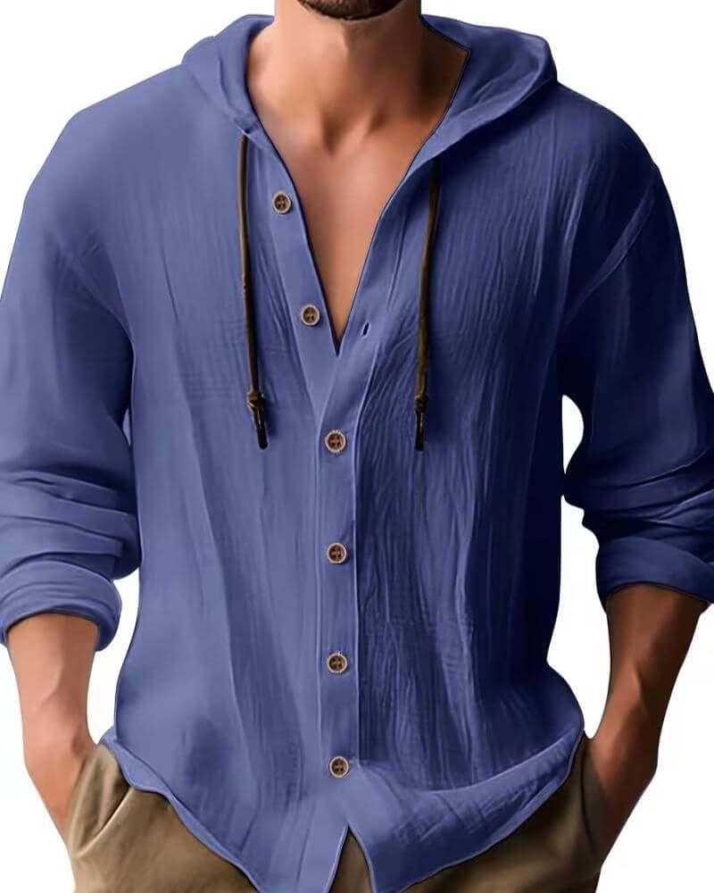 Men's Relaxed Hooded Button Shirt