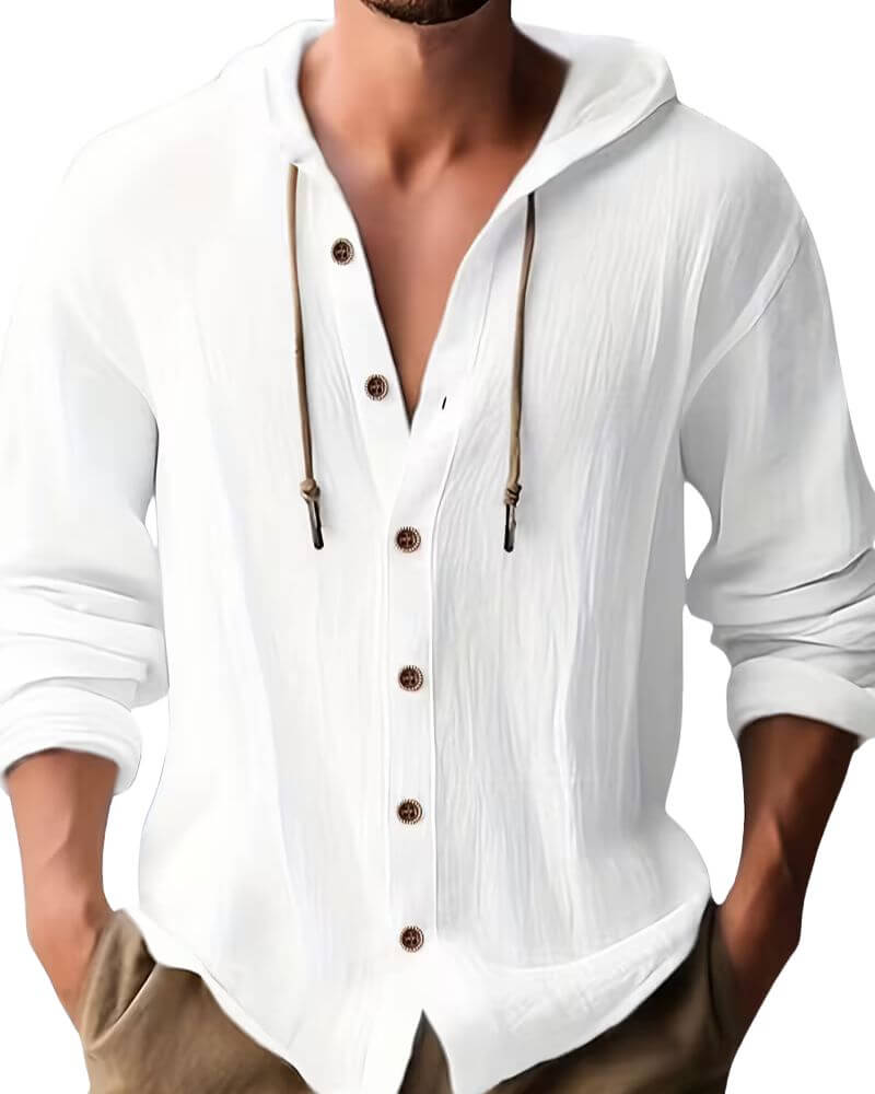 Men's Relaxed Hooded Button Shirt