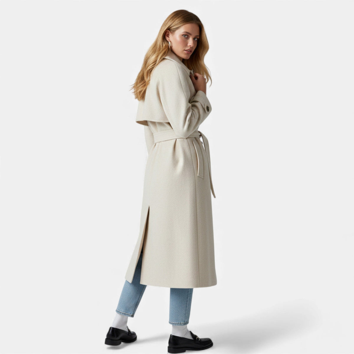 Women's Belted Wool Blend Overcoat