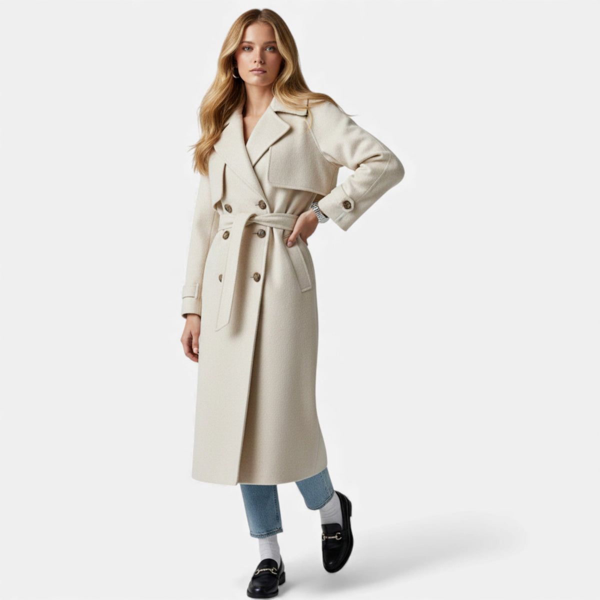 Women's Belted Wool Blend Overcoat