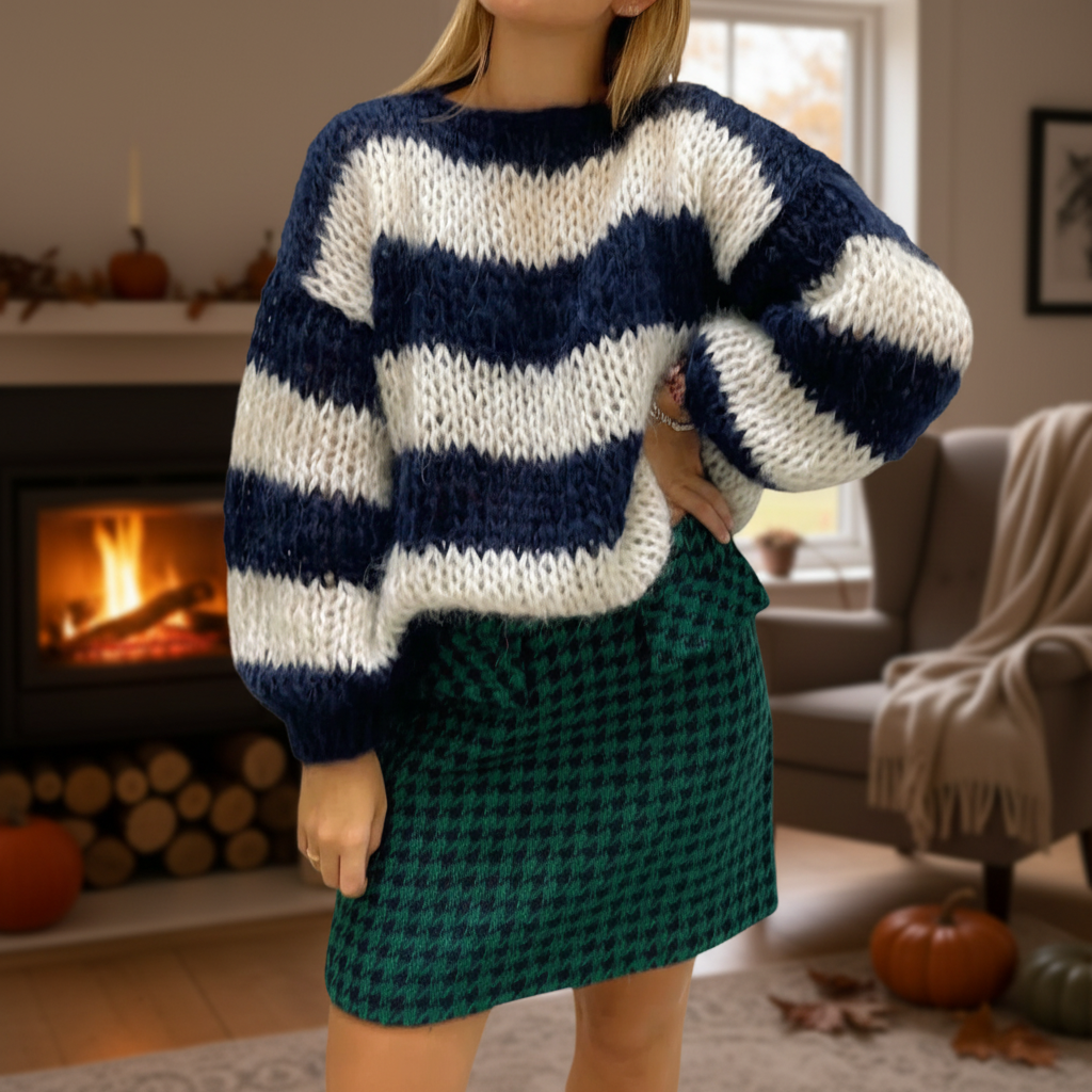 Women's Striped Chunky Knit Jumper