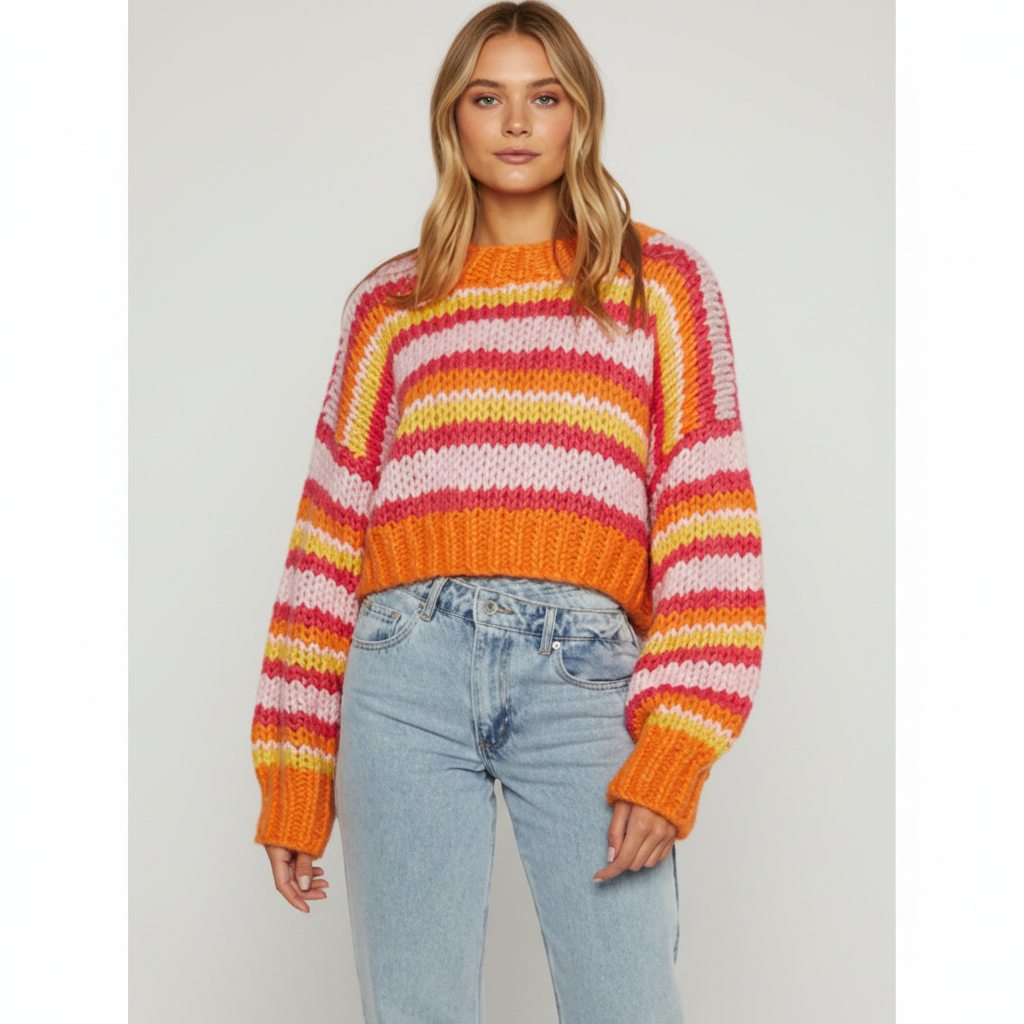 Women's Striped Chunky Knit Jumper