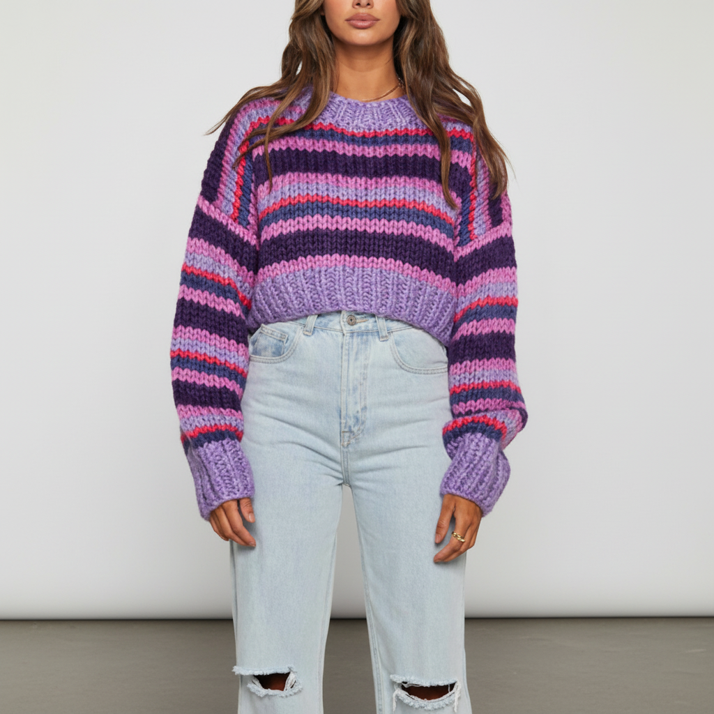 Women's Striped Chunky Knit Jumper