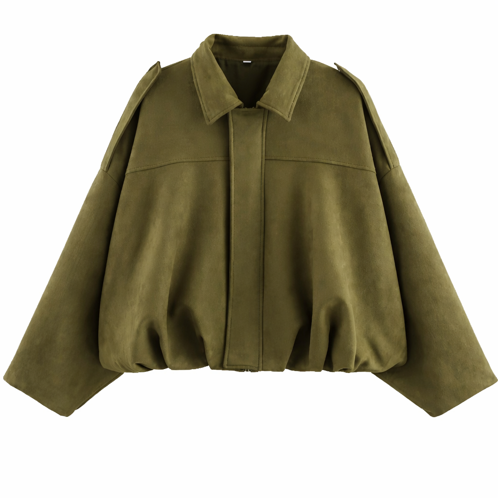 Women's Shirt-Collar Bomber Jacket