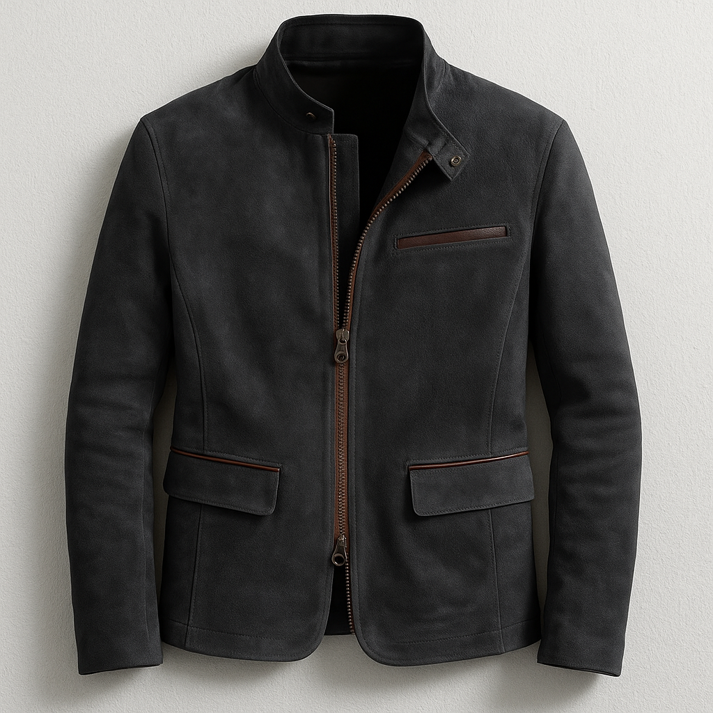 Men's Tailored Stand Collar Zip Jacket
