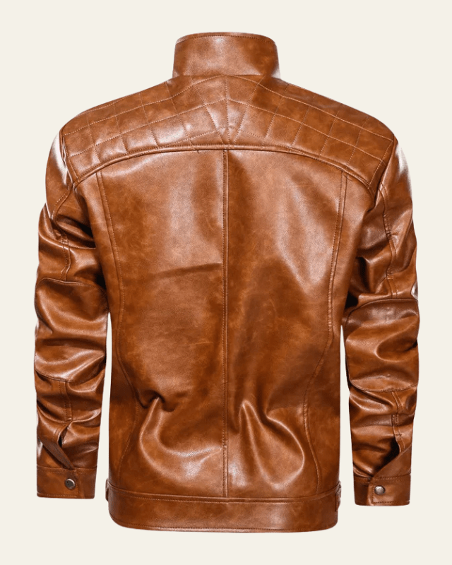 Men's Zip Up Stand Collar Biker Jacket