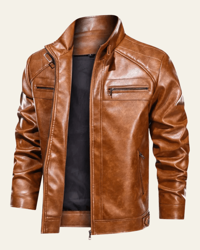 Men's Zip Up Stand Collar Biker Jacket