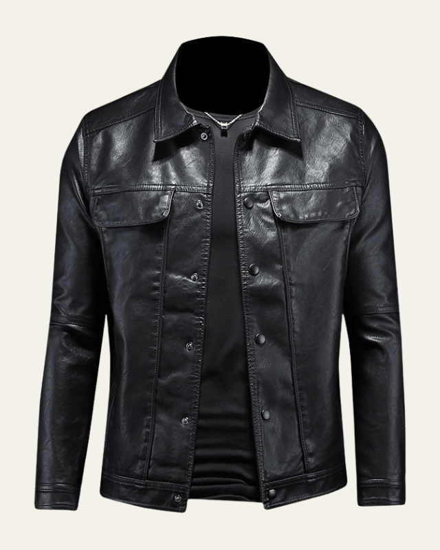 Men's Regular Fit Snap Front Biker Jacket