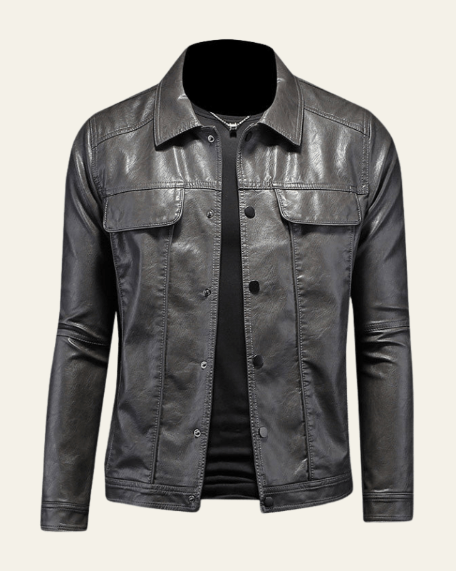 Men's Regular Fit Snap Front Biker Jacket