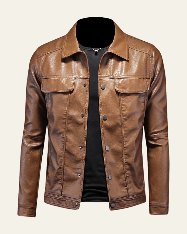 Men's Regular Fit Snap Front Biker Jacket