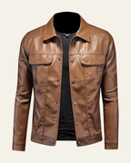 Men's Regular Fit Snap Front Biker Jacket