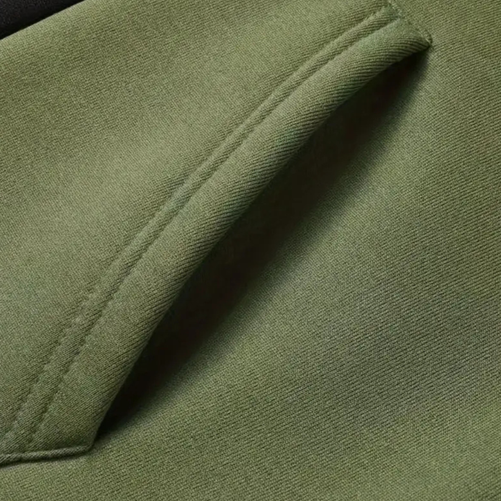 Men's Contrast Panel Drawstring Hoodie
