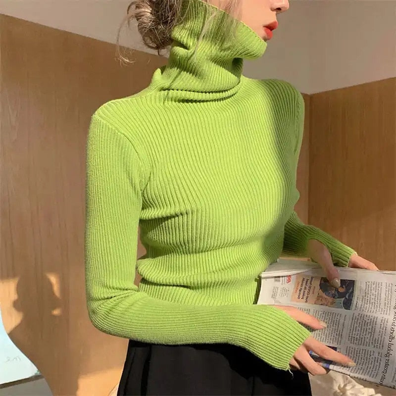 Women's Ribbed Roll Neck Jumper
