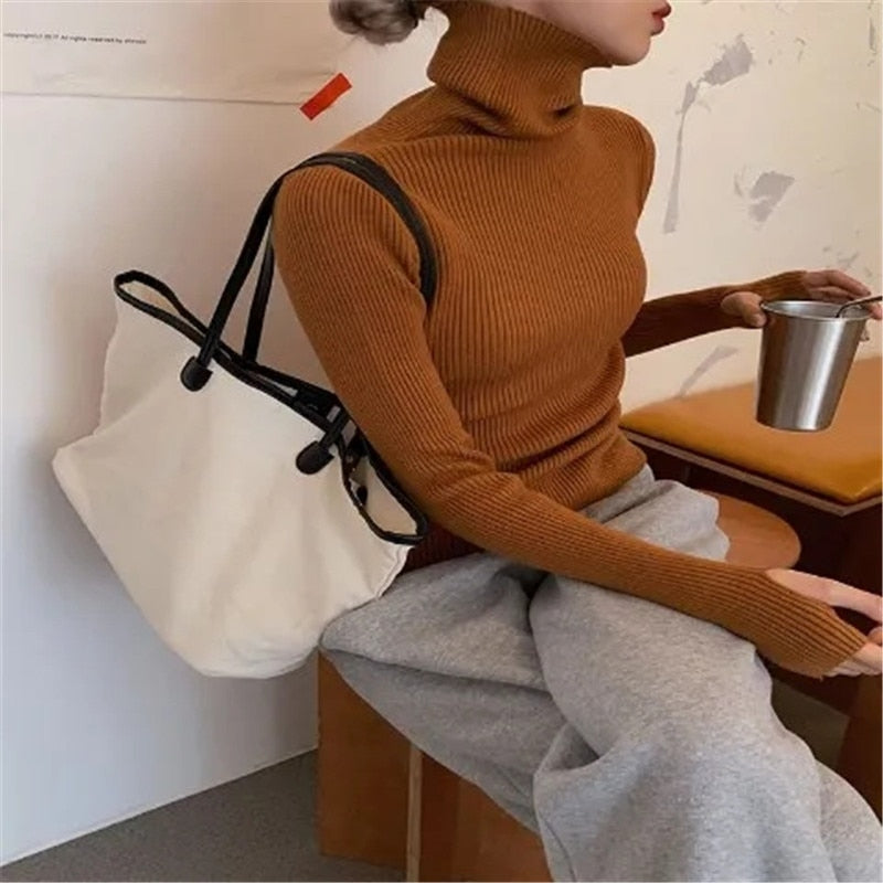 Women's Ribbed Roll Neck Jumper