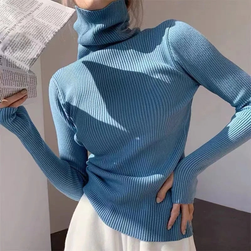 Women's Ribbed Roll Neck Jumper
