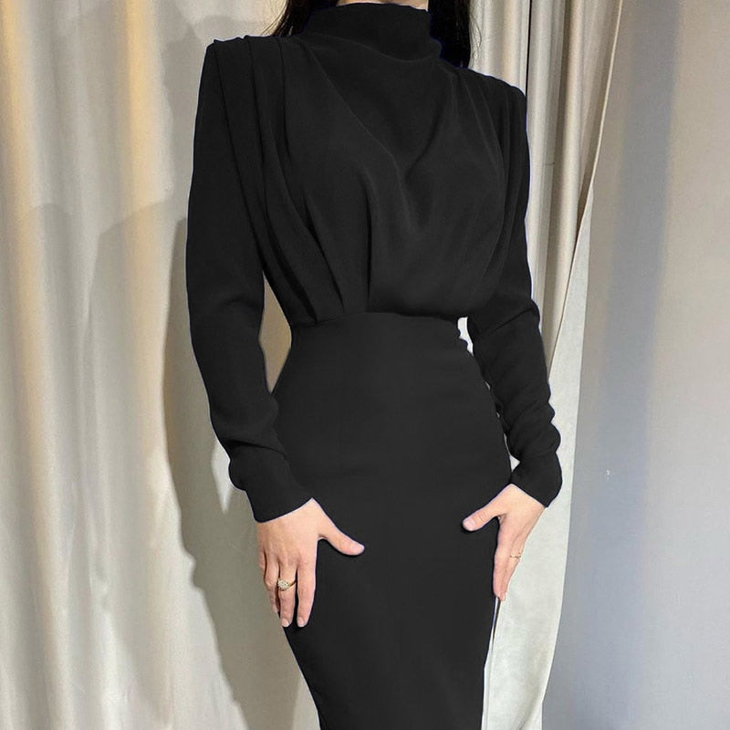 Women's High-Neck Bodycon Maxi Dress