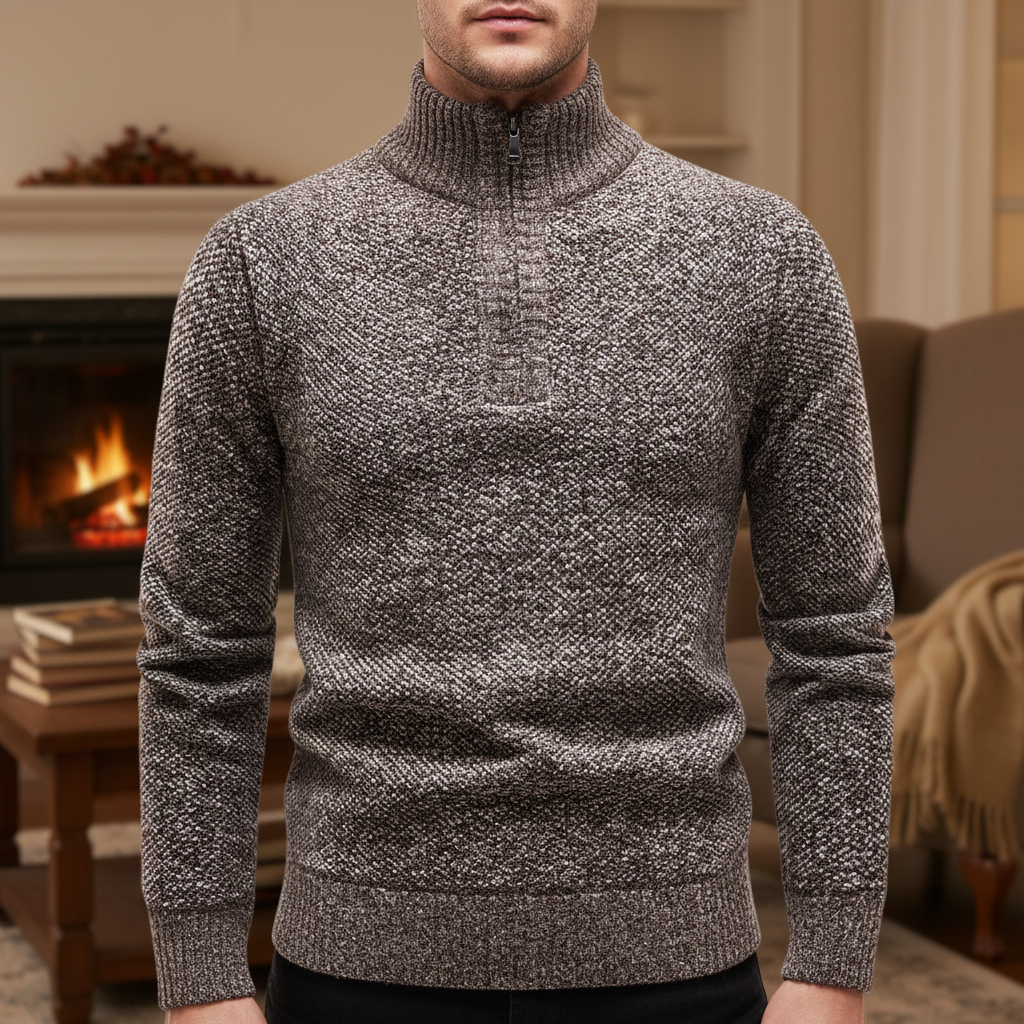 Men's High Collar Half Zip Jumper