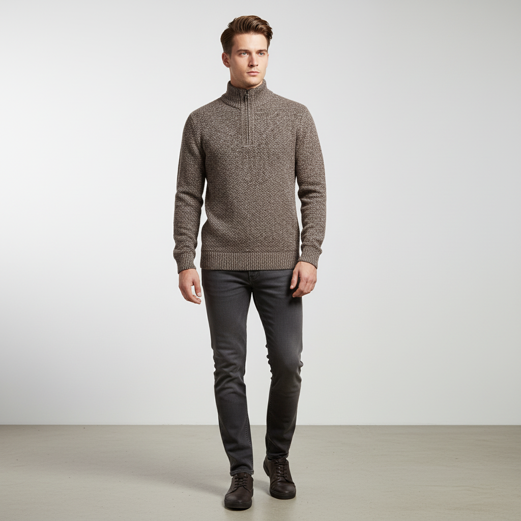 Men's High Collar Half Zip Jumper