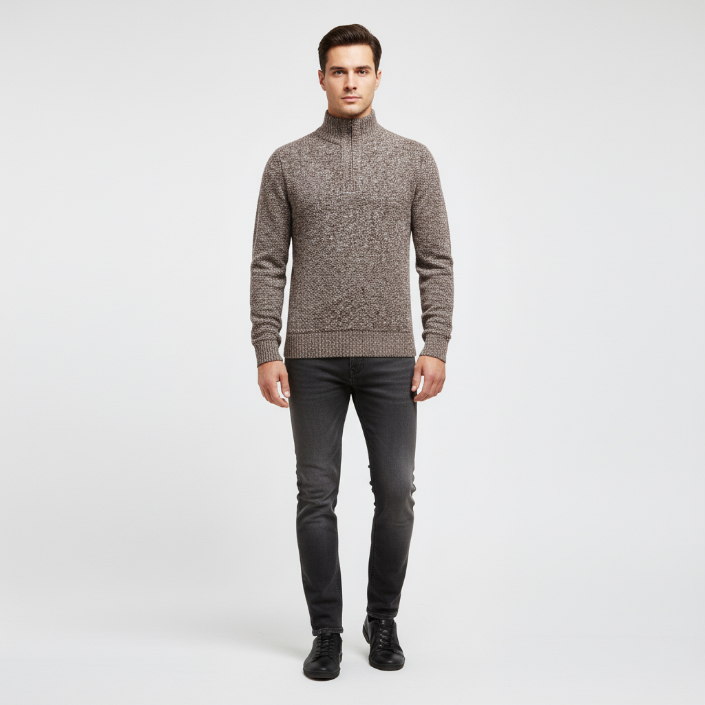 Men's High Collar Half Zip Jumper