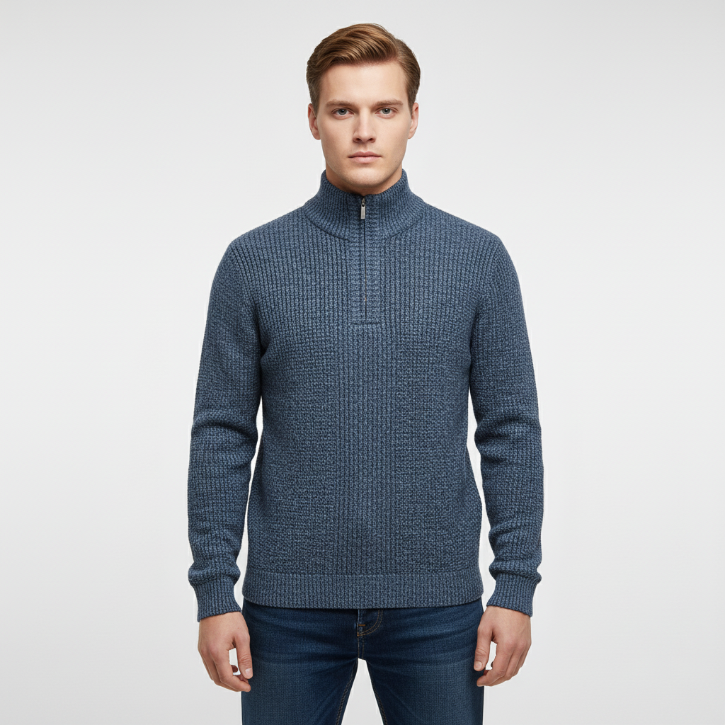Men's High Collar Half Zip Jumper
