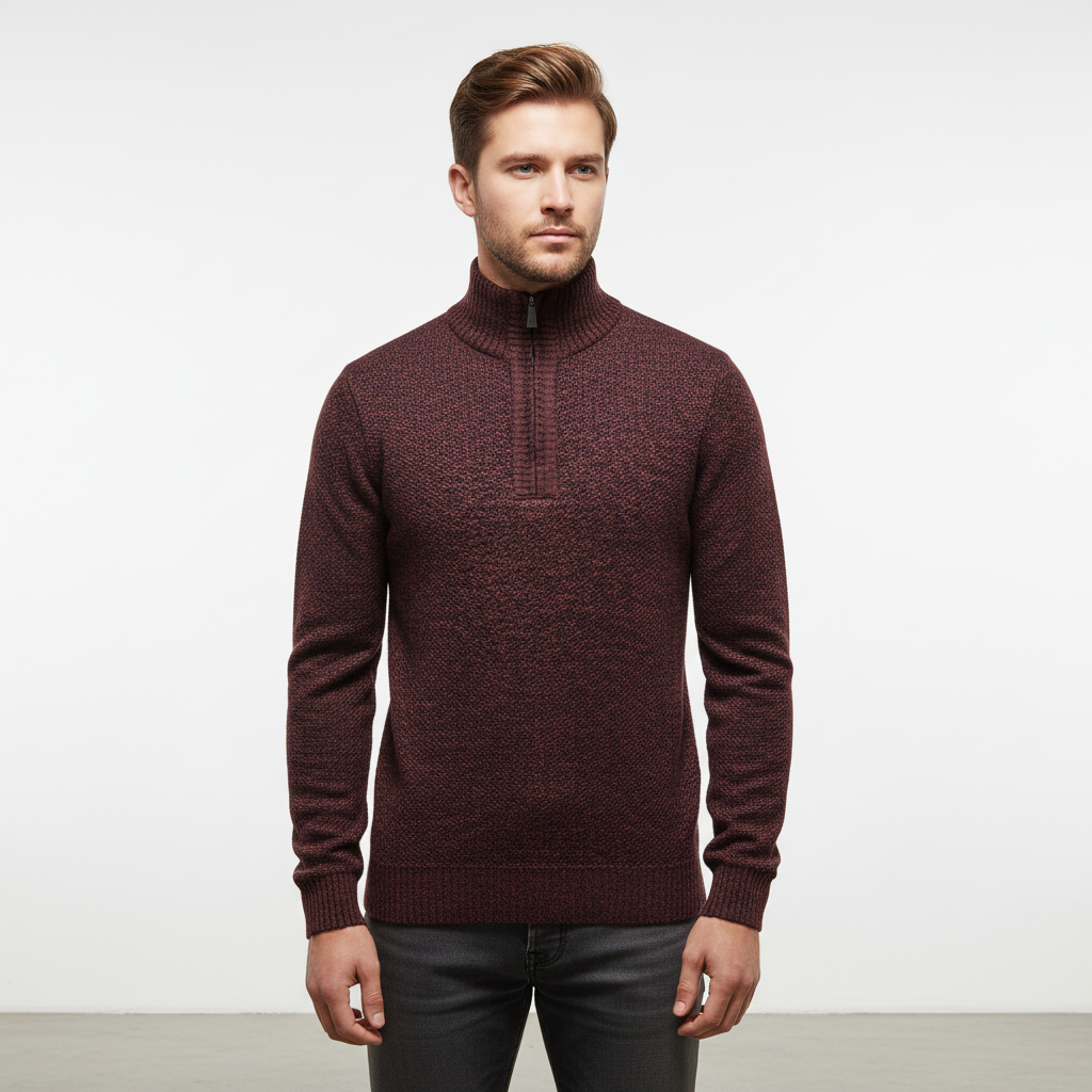 Men's High Collar Half Zip Jumper