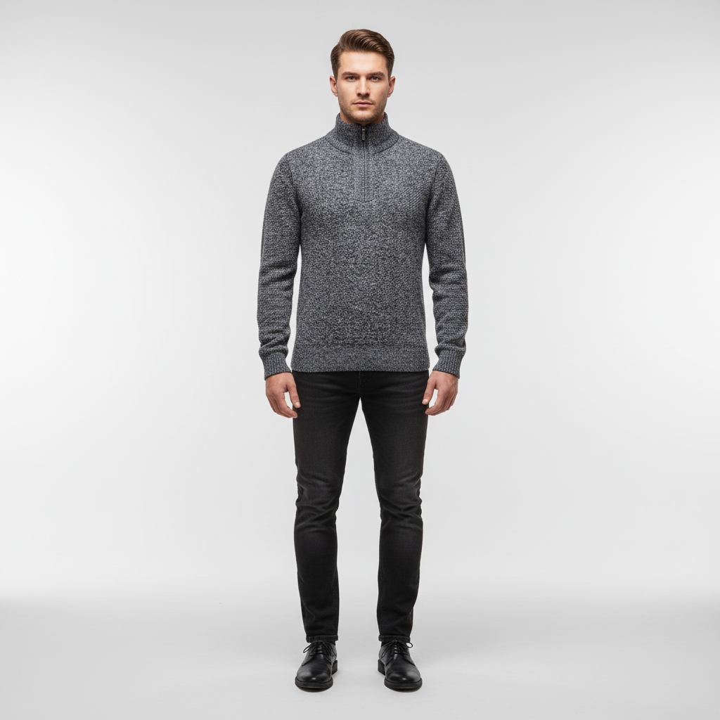 Men's High Collar Half Zip Jumper
