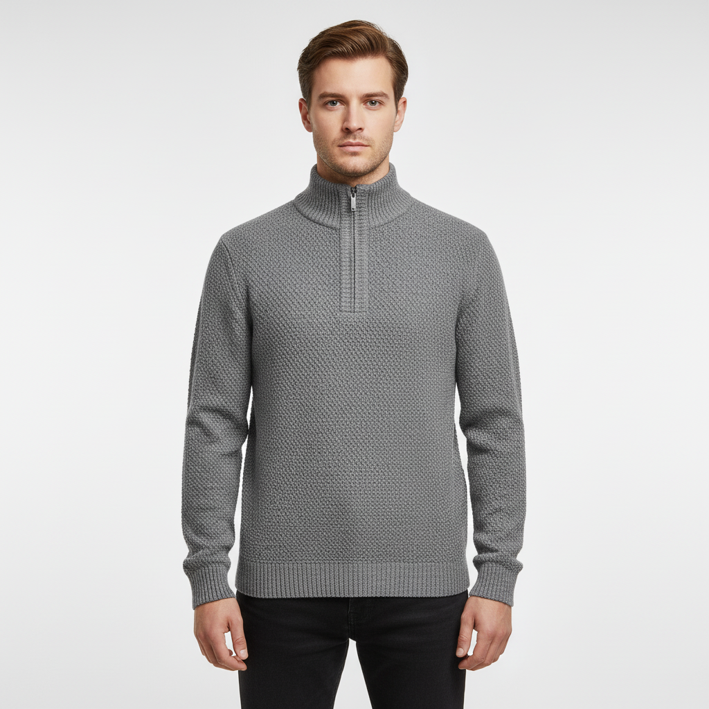 Men's High Collar Half Zip Jumper