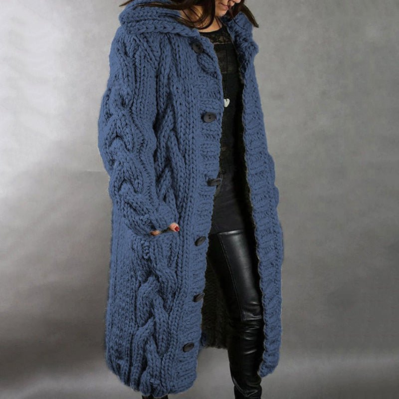 Women's Hooded Cable-Knit Coat