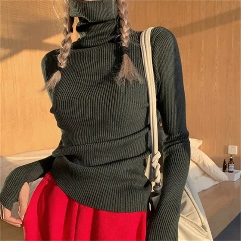 Women's Ribbed Roll Neck Jumper
