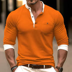 Men's Contrast Collar Henley Shirt