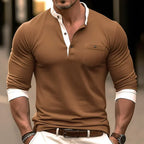 Men's Contrast Collar Henley Shirt