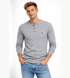Men's Button Neck Long Sleeve Henley