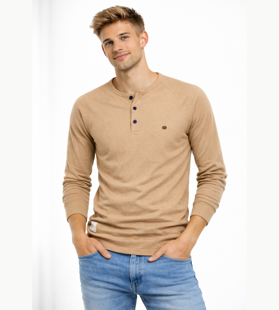Men's Button Neck Long Sleeve Henley