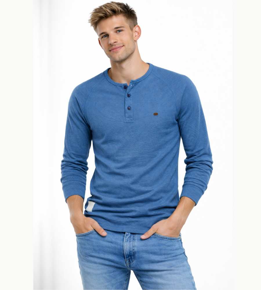 Men's Button Neck Long Sleeve Henley