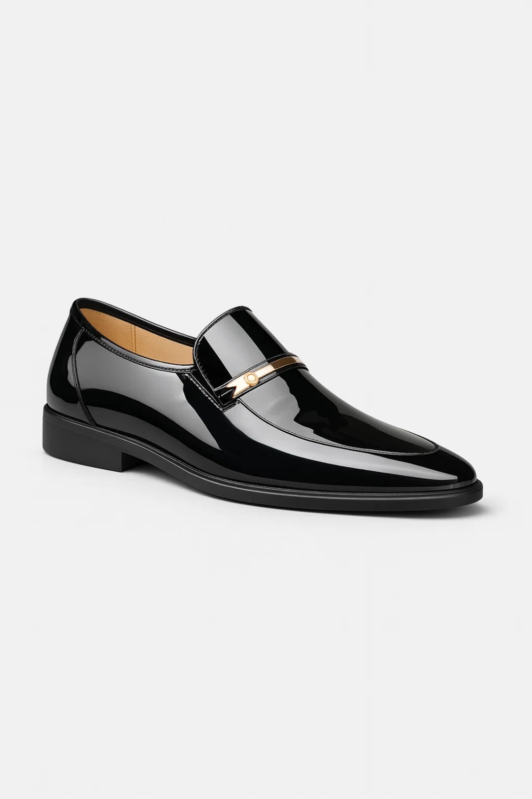 Men's Metal Bar Patent Loafers