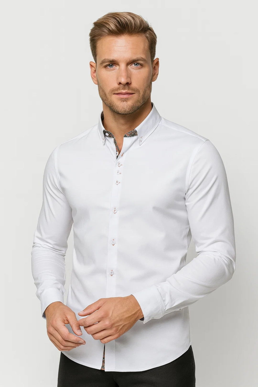 Men's Tailored Printed Trim Shirt
